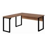 Mesa em L PÉ QUADRO (Mesa 1,70m + Mesa Auxiliar) - S/ Gavetas NOGAL SEVILHA/PRETO - 24478