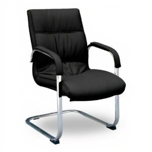 Cadeira Escritório Interlocutor LUXO FIXA Cromada - Cor Preta 30312