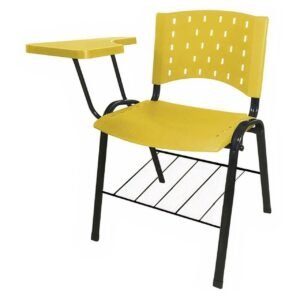 Cadeira Universitária PRANCHETA PLÁSTICA com Porta Livros - Cor Amarelo 32021