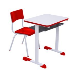Kit Escolar Individual VERMELHO – (Mesa e Cadeira) – INFANTIL – MADEIRA - COR VERMELHO - 40086
