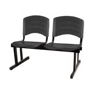 Cadeira Longarina PLÁSTICA 02 Lugares - Cor PRETO 33026