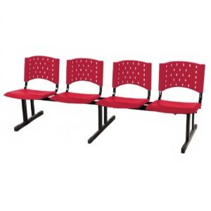 Cadeira Longarina PLASTICA 4 Lugares Cor Vermelho 33090