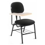 Carteira Universitária Secretária Estofada c/ Grade - Corino Preto - PMD - 32045