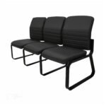 Sofanete para Escritório Estofada com 03 Lugares ESTOFADA - LYON - Cor Preto - 33121