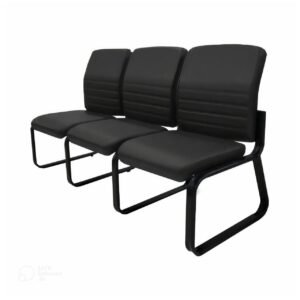 Sofanete para Escritório Estofada com 03 Lugares ESTOFADA - LYON - Cor Preto - 33121