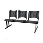 Cadeira Longarina PLÁSTICA 03 Lugares - Cor PRETO - PMD - 34200