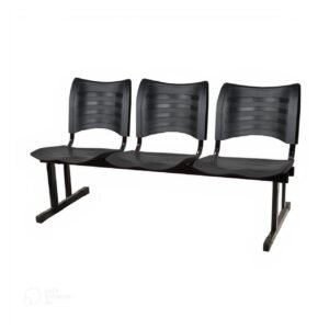 Cadeira Longarina PLÁSTICA 03 Lugares - Cor PRETO - PMD - 34200