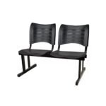 Cadeira Longarina PLÁSTICA 02 Lugares - Cor Preto - PMD - 34213