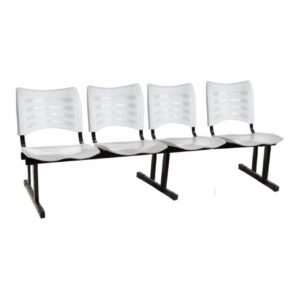 Cadeira Longarina PLÁSTICA 04 Lugares - Cor Branco - PMD - 34193