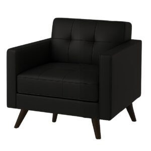 Poltrona para Escritório ROMA 01 Lugar - Corino - Cor Preto - 60040