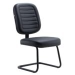 Cadeira Diretor Costurada Base em "S" Preta - Corino Preto - 30303