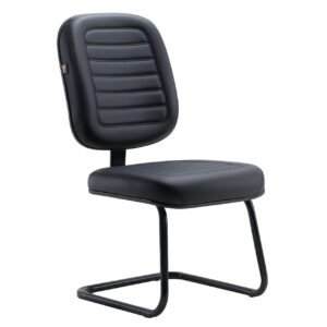 Cadeira Diretor Costurada Base em "S" Preta - Corino Preto - 30303