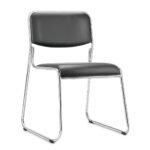 Cadeira Interlocutor Estofada Dakar - Corino Preto - 25008