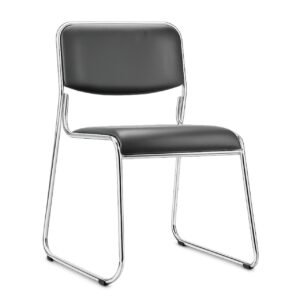 Cadeira Interlocutor Estofada Dakar - Corino Preto - 25008