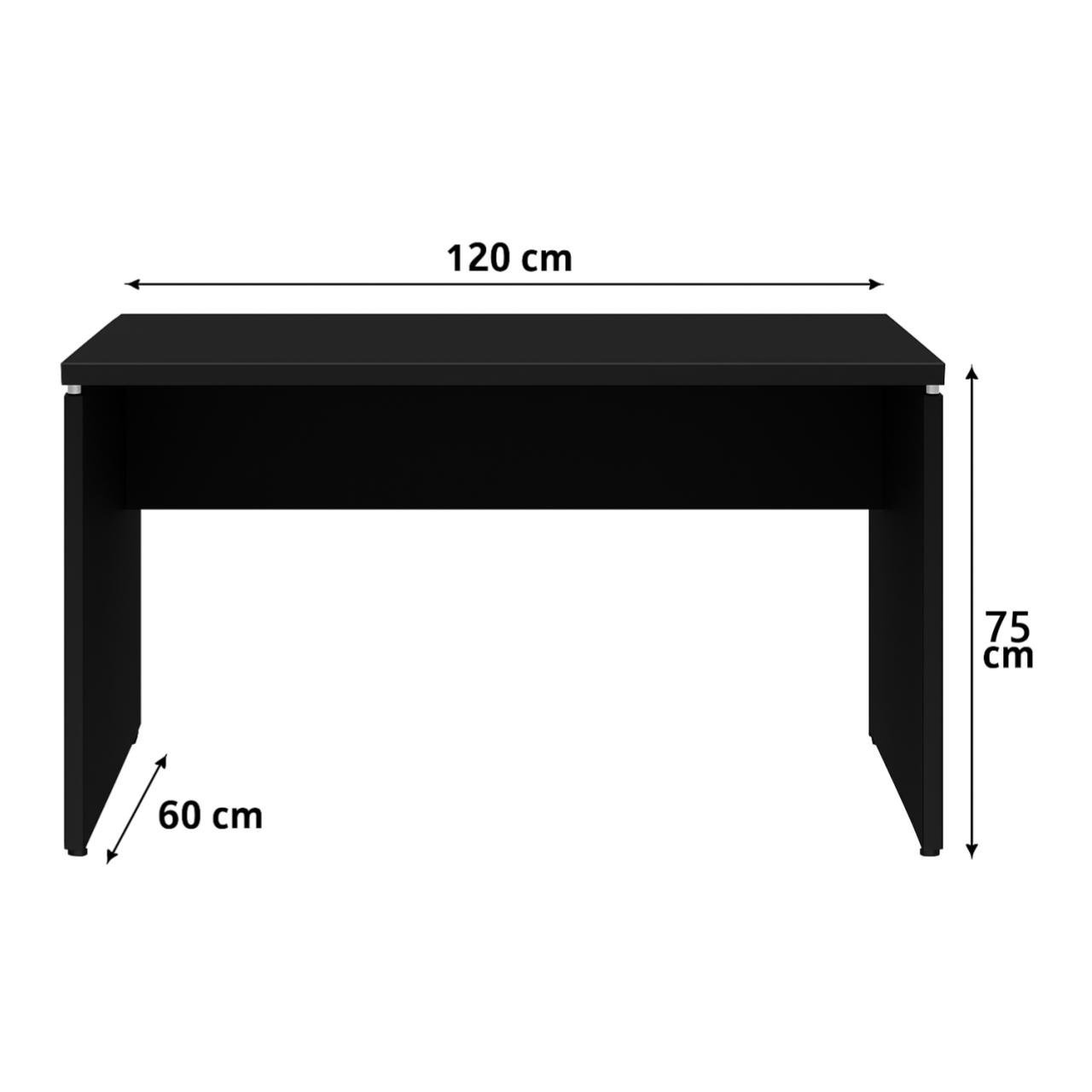 Mesa Escritório 1,20x0,60m - S/ Gavetas - PRETO/PRETO - 26005 - Imagem 3