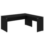 Mesa em L PÉ PAINEL (1,70x0,70m + Mesa Auxiliar) - S/ Gavetas - PRETO / PRETO - 26013