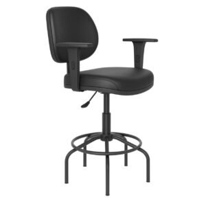 Cadeira Caixa EXECUTIVA LISA com Braços Reguláveis - (Aranha ALTA) - Cor Preta - 35003