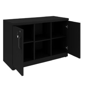 Armário Baixo com Nicho e Prateleiras Internas – MDP Preto - 26032