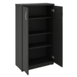 Armário Alto Fechado com Portas e Prateleiras Internas – MDP Preto - 26031