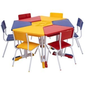 Conjunto HEXAGONAL Mesas e Cadeiras - 06 A 09 anos - INFANTO JUVENIL 42000