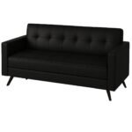 Sofá para Escritório Roma 03 Lugares - Corino - Cor Preto - 60042