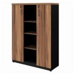 Armário Alto Credenza com Nicho - 1,61x1,20x0,45m NOGAL SEVILHA/PRETO - 21415