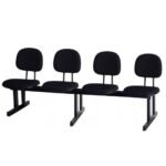 Longarina para Recepção SECRETÁRIA 04 Lugares - Corino PRETO - Pollo Móveis - 34120