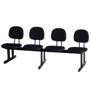 Longarina para Recepção SECRETÁRIA 04 Lugares - Corino PRETO - Pollo Móveis - 34120