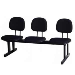 Longarina SECRETÁRIA 03 Lugares - Cor PRETA - Pollo Móveis - 33003