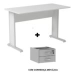 Mesa Escritório 1,20x0,60m - Com Gavetas - MAXXI - CINZA/CINZA - 53084