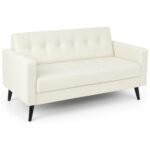 Poltrona para Escritório ROMA 03 Lugar - Corino - Cor NUDE - 60072