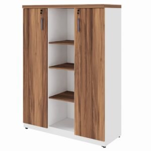 Armário Alto Credenza com Nicho - 1,61x1,20x0,45m - NOGAL SEVILHA/BRANCO- 34415