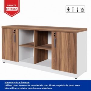 Armário Baixo GOLD Credenza ESPECIAL - 1,60x0,73x0,45m - NOGALSEVILHA / BRANCO - 34502