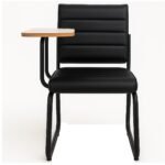 Poltrona Universitária TRIX Estofada com Prancheta Fixa - Corino Preto - 35121