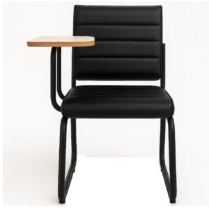 Poltrona Universitária TRIX Estofada com Prancheta Fixa - Corino Preto - 35121