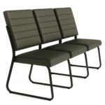 Sofanete para Escritório Estofada com 03 Lugares - TRIX - Pés PRETO - 35123