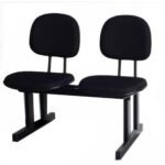 Longarina para Recepção SECRETÁRIA 02 Lugares - Cor PRETA - Pollo Móveis - 33074