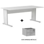 Mesa Escritório 1,50x0,60m com GAVETAS - MAXXI - CINZA/CINZA - 53082