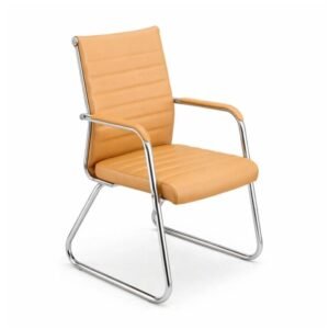 Cadeira de Escritório Fixa Diretor em Couro Ecológico Fendi e Base Cromada LONDON – Corino Fendi