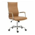 Cadeira de Escritório Presidente LONDON Giratória – Base Cromada – Corino Fendi